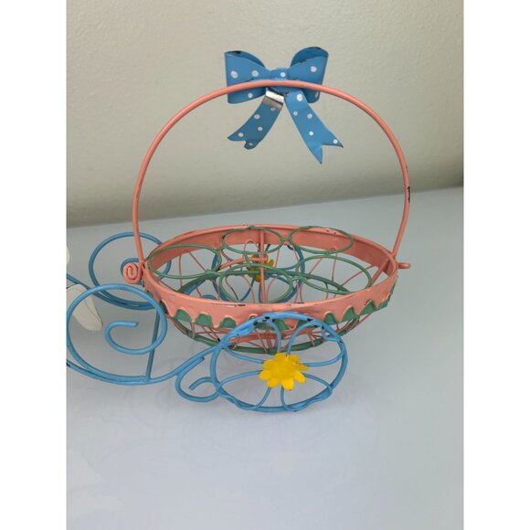 Wire Basket Bunny Carriage Egg Holder Easter Spring Metal Decoration, READ - Picture 14 of 16